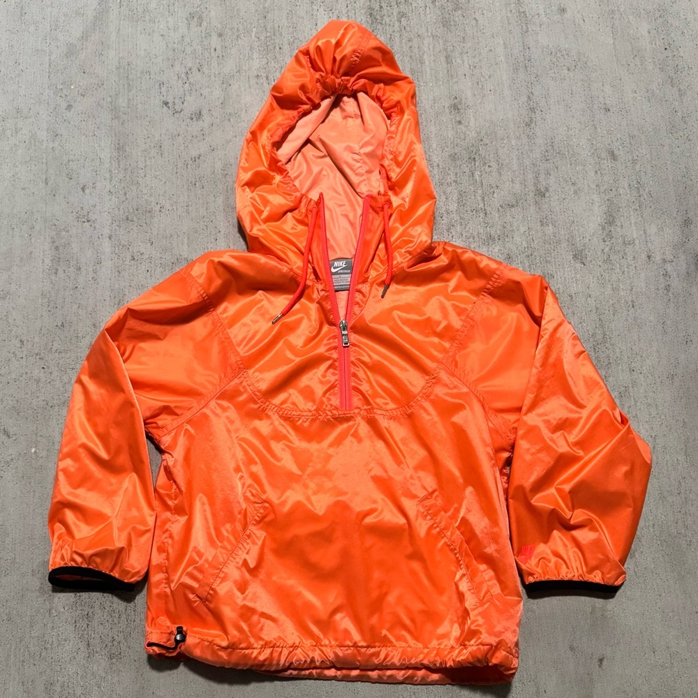 Nike Orange Pull Over Hooded Windbreaker Jacket Size Small